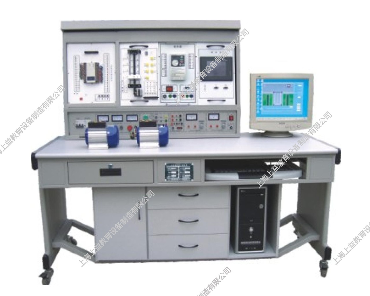 SYPLC-104C網(wǎng)絡(luò)型PLC可編程控制器/變頻調(diào)速/電氣控制及微機接口綜合實驗裝置（PLC、變頻器、觸摸屏、電氣控制、微機接口）